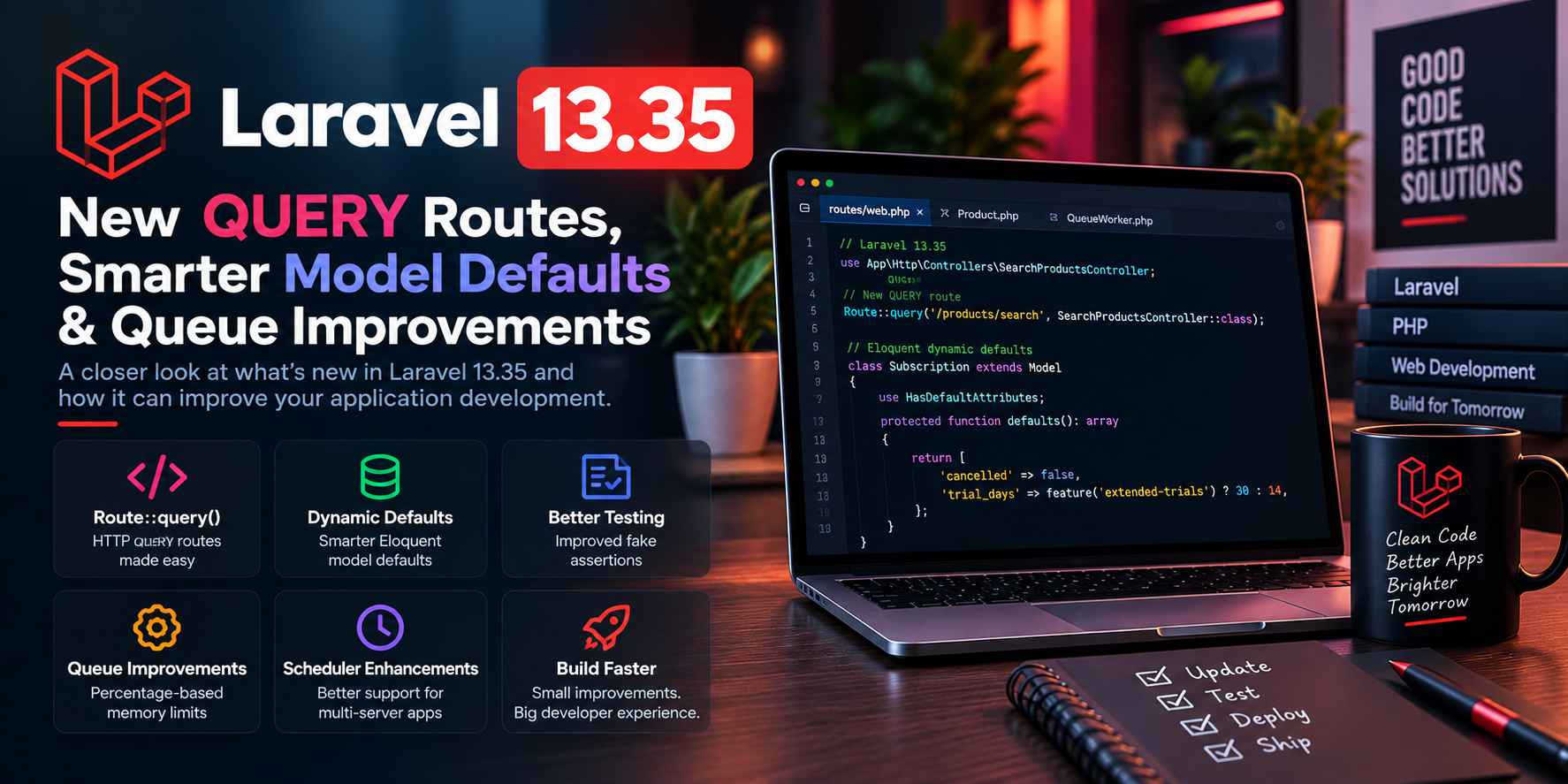 Laravel 13.35: New QUERY Routes, Smarter Model Defaults & Queue Improvements