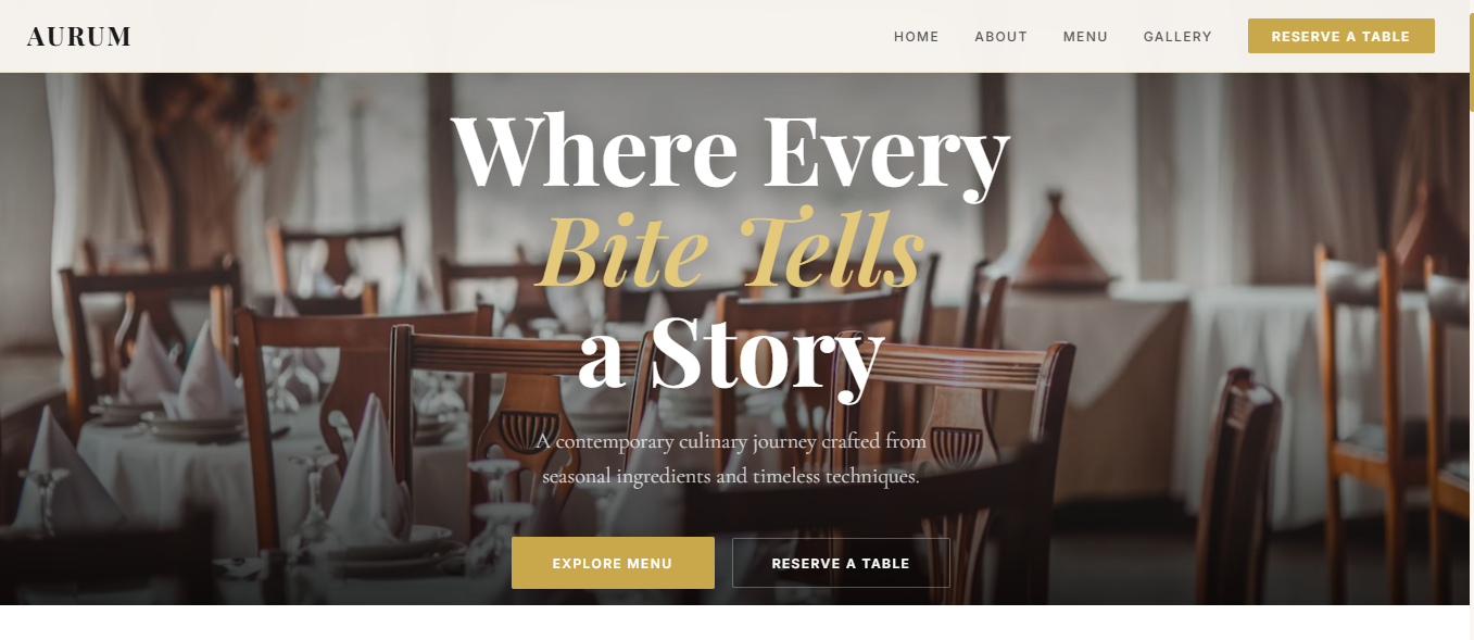 🍽️ Aurum — Modern Restaurant & Fine Dining Website Template