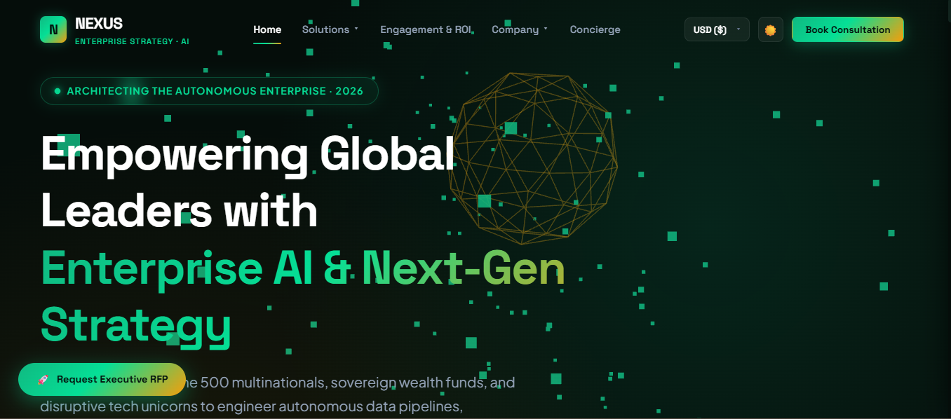 ⚡ NEXUS ENTERPRISE — Luxury 3D Corporate, Enterprise AI & Strategic Consulting Website Template
